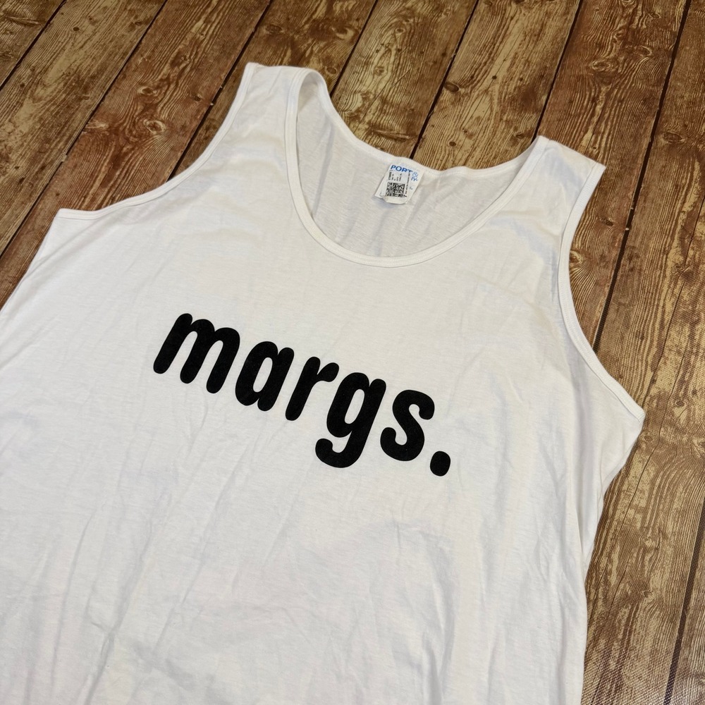 Port & Company Margs Graphic Tank Top Womens XXL White Cotton Sleeveless